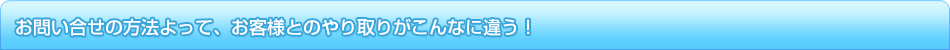 お問い合せの方法によって、お客様とのやり取りがこんなに違う